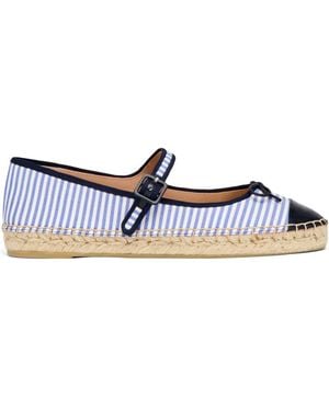 Malone Souliers Striped Flat Espadrilles - Blue