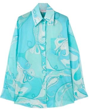 PUCCI Camisa con orquídea estampada - Azul