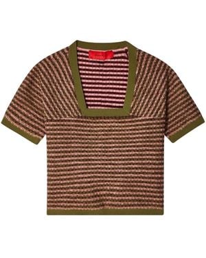 Eckhaus Latta T-Shirt Met Vierkante Hals - Bruin