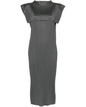 Pleats Please Issey Miyake Pleated Cape Dress - Grey