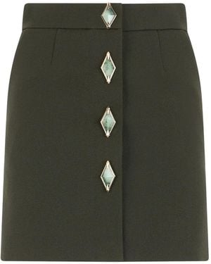 Roberto Cavalli Jewel-Button Mini Skirt - Green