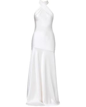 Il Volo Crossover Halter Neck Maxi Dress - White
