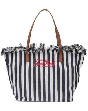 MC2 Saint Barth Bolso De Hombro City Bag Mid Fringe A Rayas - Blanco