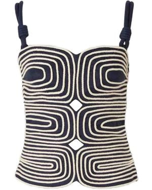 ANDRES OTALORA Marea Contrasting-Trims Cord-Straps Top - White