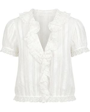 Doen Bernadette Ruffled Lace-Trim Blouse - White