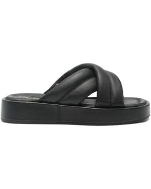 Clarks 35Mm Alda Quilted Cross-Strap Sandals - Black