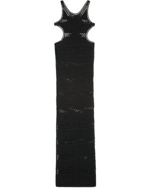 Saint Laurent Crochet Cut-Out Dress - Black