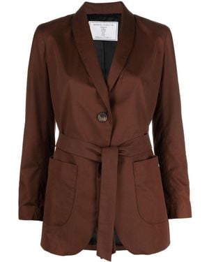 Societe Anonyme Belted Single-Breasted Cotton Blazer - Brown