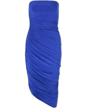 Norma Kamali Draped-Design Asymmetric Dress - Blue