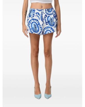 STAUD Graphic-Print Shorts - Blue
