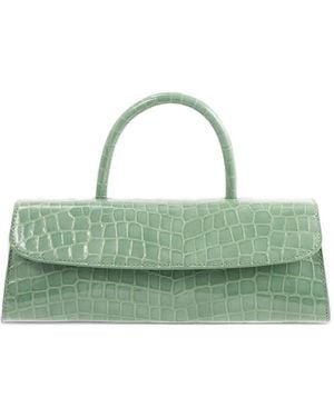BY FAR Mini Longa Fresh Embossed Leather Top-Handle Bag - Green