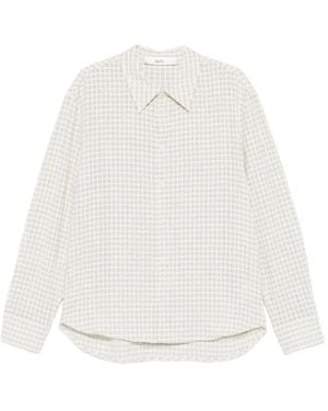 Séfr Wes Check-Pattern Long-Sleeve Shirt - White