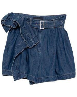 Juun.J Belted Ruffled Shorts - Blue