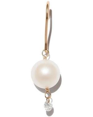PERSÉE Pendiente Rein Song En Oro Amarillo De 18Kt Con Perla Y Diamante - Blanco