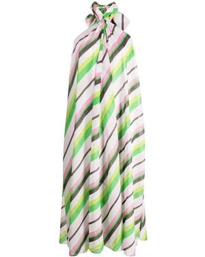 Ganni Striped Halterneck Midi Dress - White