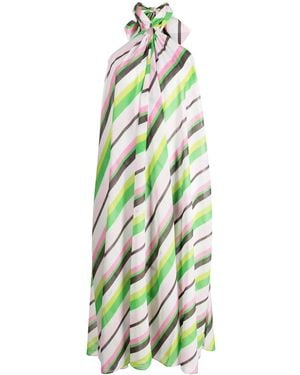 Ganni Striped Halterneck Midi Dress - White