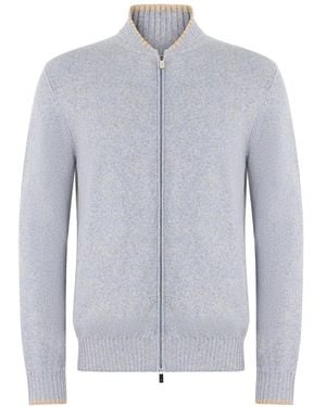 Fedeli Zip-Up Cardigan - Blue
