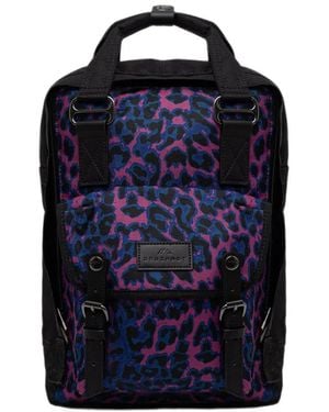 Doughnut Macaroon Jaguar Leopard-Print Buckle-Detail Backpack - Blue