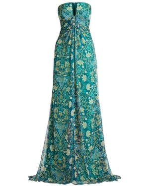 Tadashi Shoji Floral-Print Strapless Maxi Dress - Green