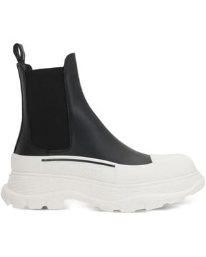 McQueen Tread Slick Almond Toe Boots - Black