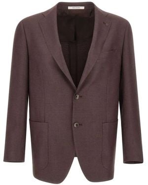 Tagliatore Logo-Pin Two-Button Blazer - Brown