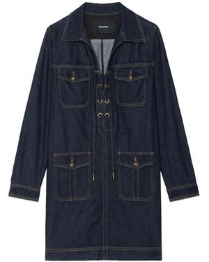 Zadig & Voltaire Remacha Lace-Up Pocket Mini Dress - Blue