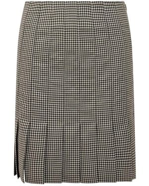 Ferragamo Pleated Gingham Mini Skirt - Black