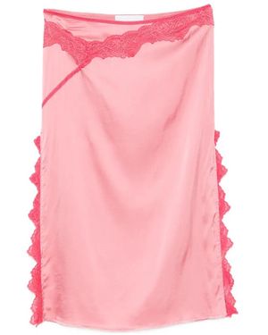 Vaillant Studio Lace-Trimmed Midi Skirt - Pink