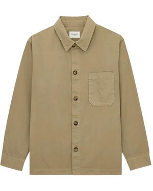 Saint Laurent Logo-Embroidery Shirt Jacket - Natural