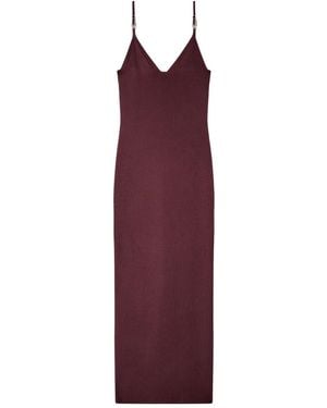Versace Safety-Pin Ribbed Midi Dress - Purple