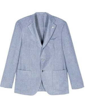 Luigi Bianchi Notched-Lapels Single-Breasted Wool Blazer - Blue