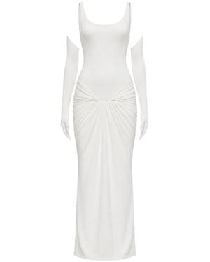 Chats by C.Dam Jesse Gathered-Draping Sleeveless Maxi Dress - White