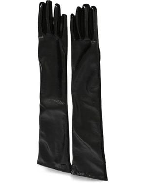 Elisabetta Franchi Monogram-Plaque Long-Length Gloves - Black