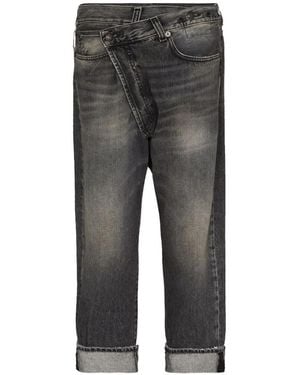 R13 Crossover-Waist Turned-Up Jeans - Gray