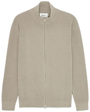 NN07 Ribbed Zip-Up Cardigan - Natural