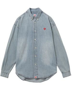 AAPE BY A BATHING AP Logo-Patched Long-Sleeve Shirt - Blue