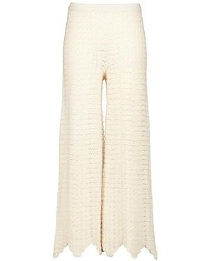 Escvdo Safi Abanico Crochet-Stitch Trousers - White