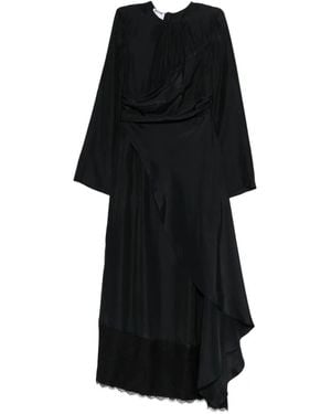 Moschino Robe Longue À Ourlet Asymétrique Et Détail En Dentelle - Black