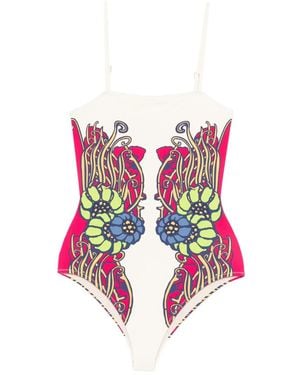 La DoubleJ Floral Print Swimsuit - White