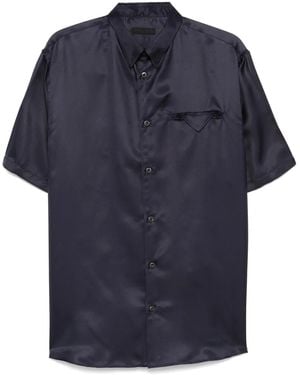 Prada Short-Sleeved Silk Shirt - Blue