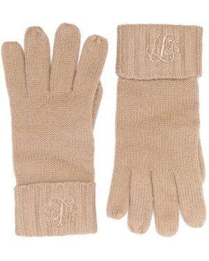 Ralph Lauren Logo-Embroidered Ribbed-Knit Gloves - White