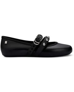 Melissa Studded Buckle Ballet Flats - Black