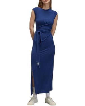 Y-3 Belted Stripe-Detail Dress - Blue