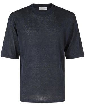 Roberto Collina Ribbed-Trim Short-Sleeve Jumper - Blue