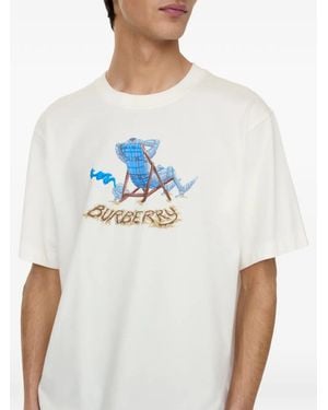 Burberry Beach Knight Cotton T-Shirt - Blue