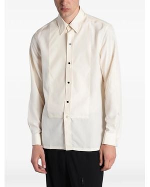 Givenchy Long-Sleeve Silk Tuxedo Shirt - White