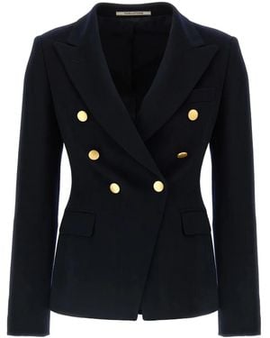 Tagliatore Double-Breasted Peak-Lapels Blazer - Black