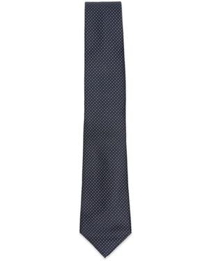 Canali Polka-Dot Twill Tie - Blue