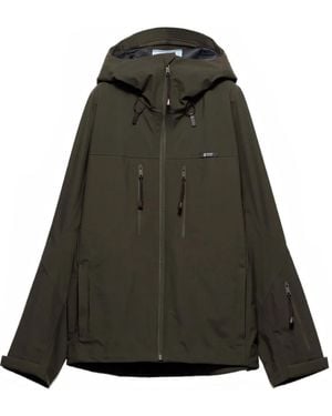 Prada Hooded logo-label coat - Grün