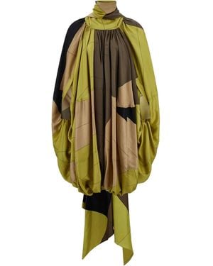 Ferragamo Printed Silk Dress - Green